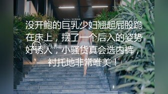 没开鲍的巨乳少妇翘起屁股跪在床上，摆了一个后入的姿势好诱人，小骚货真会选内裤，衬托地非常唯美！